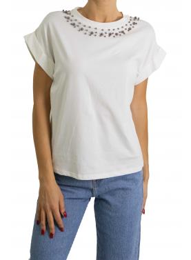 Maglia girocollo con perle in argento 